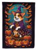 Corgi Witchy Halloween House Flag Large Porch Sleeve Pole Decorative Outside Yard Banner Artwork Wall Hanging, Polyester, House Size, Multicolor