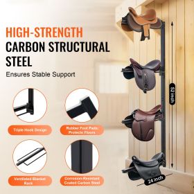 Wall Mount Saddle Rack, 24 x 7 x 52 in, Four Tiers Horse Saddle Storage Rack, Heavy Duty Equestrian Western and English Saddle Stand
