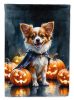 Papillon Puppy Halloween House Flag Large Porch Sleeve Pole Decorative Outside Yard Banner Artwork Wall Hanging, Polyester, House Size, Multicolor