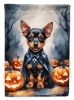 Miniature Pinscher Puppy Halloween House Flag Large Porch Sleeve Pole Decorative Outside Yard Banner Artwork Wall Hanging, Polyester, House Size