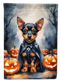 Miniature Pinscher Puppy Halloween House Flag Large Porch Sleeve Pole Decorative Outside Yard Banner Artwork Wall Hanging, Polyester, House Size