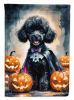 Black Poodle Puppy Halloween House Flag Large Porch Sleeve Pole Decorative Outside Yard Banner Artwork Wall Hanging, Polyester, House Size, Multicolor