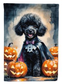 Black Poodle Puppy Halloween House Flag Large Porch Sleeve Pole Decorative Outside Yard Banner Artwork Wall Hanging, Polyester, House Size, Multicolor