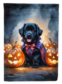 Black Newfoundland Puppy Halloween House Flag Large Porch Sleeve Pole Decorative Outside Yard Banner Artwork Wall Hanging, Polyester, House Size