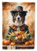 Australian Shepherd Thanksgiving House Flag Large Porch Sleeve Pole Decorative Outside Yard Banner Artwork Wall Hanging, Polyester, House Size