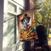 Dalmatian Thanksgiving House Flag Large Porch Sleeve Pole Decorative Outside Yard Banner Artwork Wall Hanging, Polyester, House Size, Multicolor