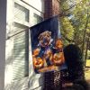 Shar Pei Puppy Halloween House Flag Large Porch Sleeve Pole Decorative Outside Yard Banner Artwork Wall Hanging, Polyester, House Size, Multicolor