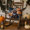 Chocolate Newfoundland Puppy Halloween Throw Pillow Machine Washable, Indoor Outdoor Decorative Pillow for Couch, Bed or Patio, 18Hx18W