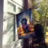 Black Newfoundland Puppy Halloween House Flag Large Porch Sleeve Pole Decorative Outside Yard Banner Artwork Wall Hanging, Polyester, House Size