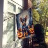 Miniature Pinscher Puppy Halloween House Flag Large Porch Sleeve Pole Decorative Outside Yard Banner Artwork Wall Hanging, Polyester, House Size