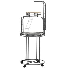 Parrot Stand Large Bird Perch Stand with Toy Hook & 3 Ladders, Parrot Perch, Bird Wooden Stand, Gray (Option: gray-740x740x120 mm)
