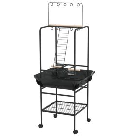 Bird Stand with Wheels, Perches, Stainless Steel Feed Bowls, Pull-Out Tray for Indoor Outdoor Small Parrot, Dark Gray (Option: Gray-825x480x160 mm)