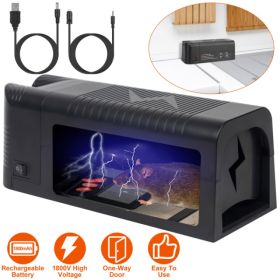 High Voltage 1800V Rat Trap - Spacious Inner For All Rodents, One - Way Entry, Rechargeable And Multifunctional For Indoor Scenes, Easy To Use In (Option: Black)